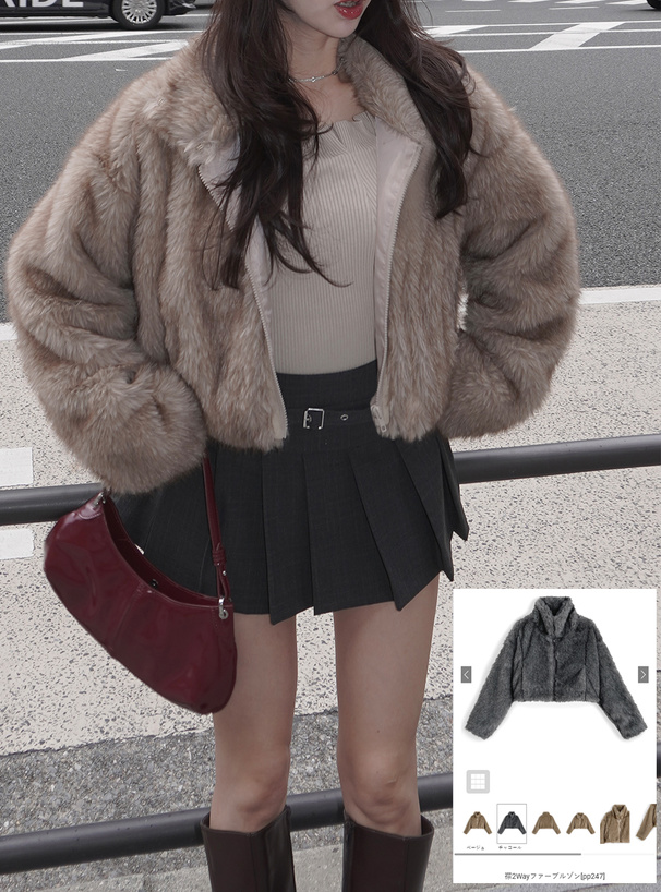 襟2Wayファーブルゾン[pp247] | レディースファッション通販のグレイル