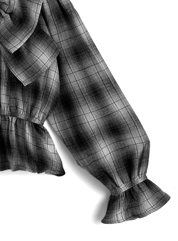 2Wayチェック柄ビッグリボントップス