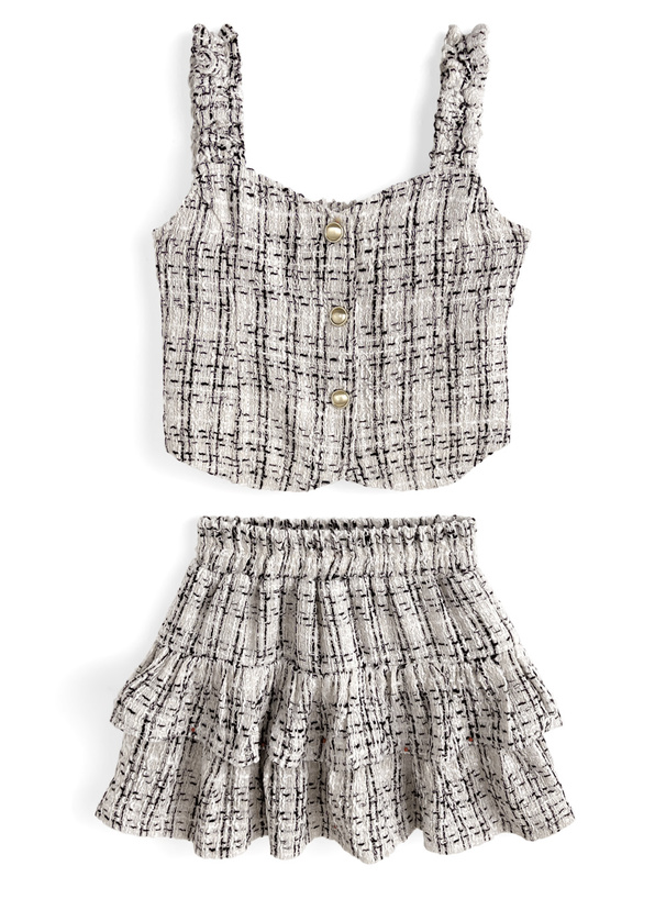 ツイードビスチェ×インパン裏地付きフレアミニスカートセットアップ