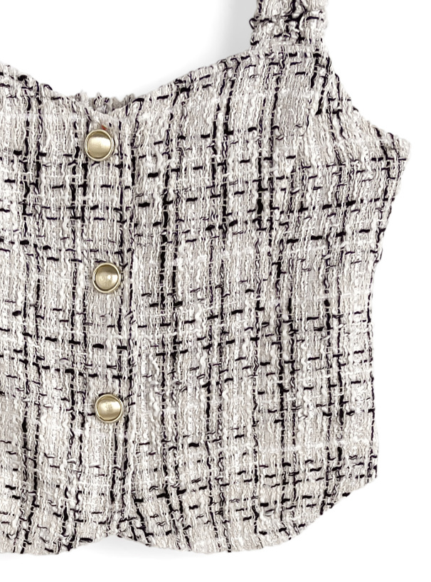 ツイードビスチェ×インパン裏地付きフレアミニスカートセットアップ