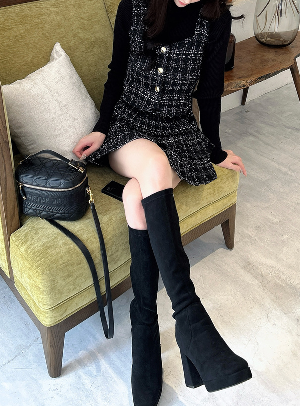 ツイードビスチェ×インパン裏地付きフレアミニスカートセットアップ