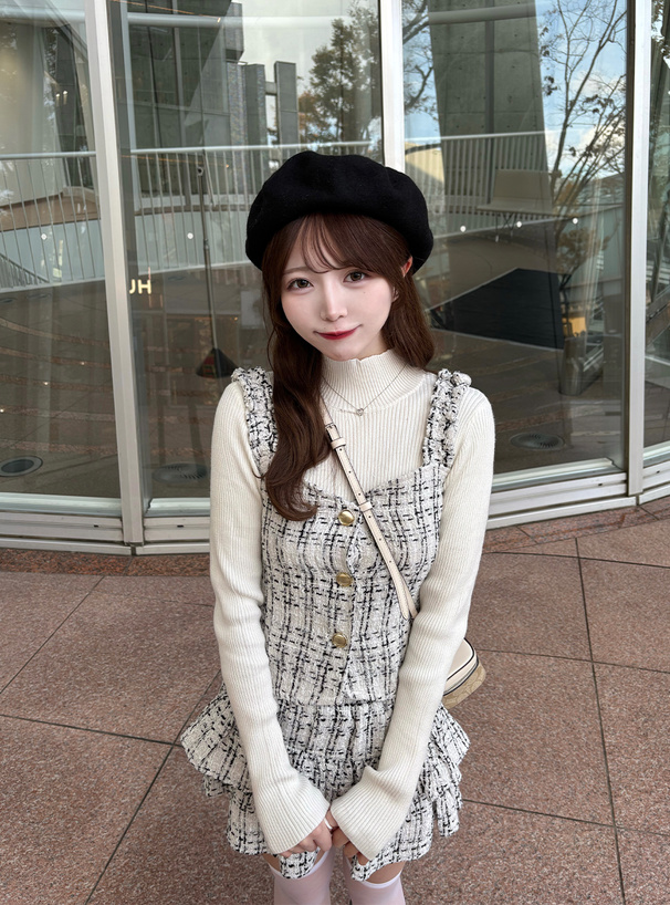 ツイードビスチェ×インパン裏地付きフレアミニスカートセットアップ