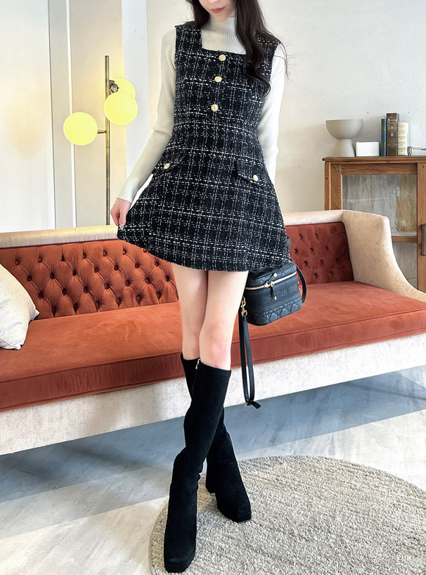 ツイードミニワンピース