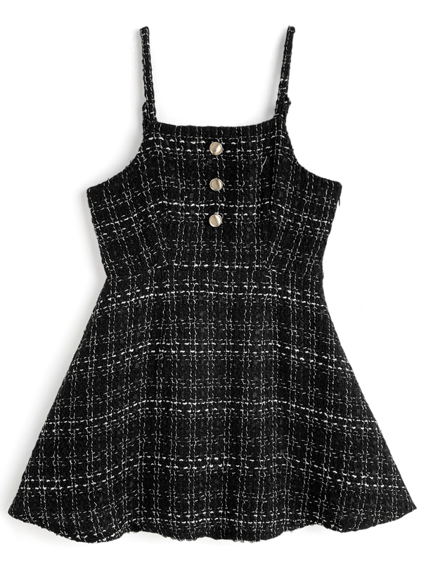 ツイードキャミソールフレアミニワンピース[pp256]