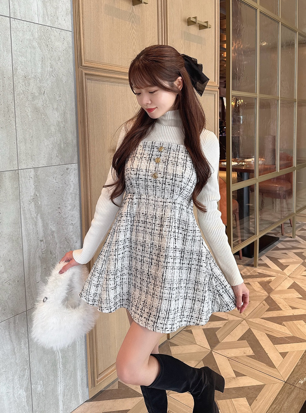 ツイードキャミソールフレアミニワンピース[pp256] | レディース