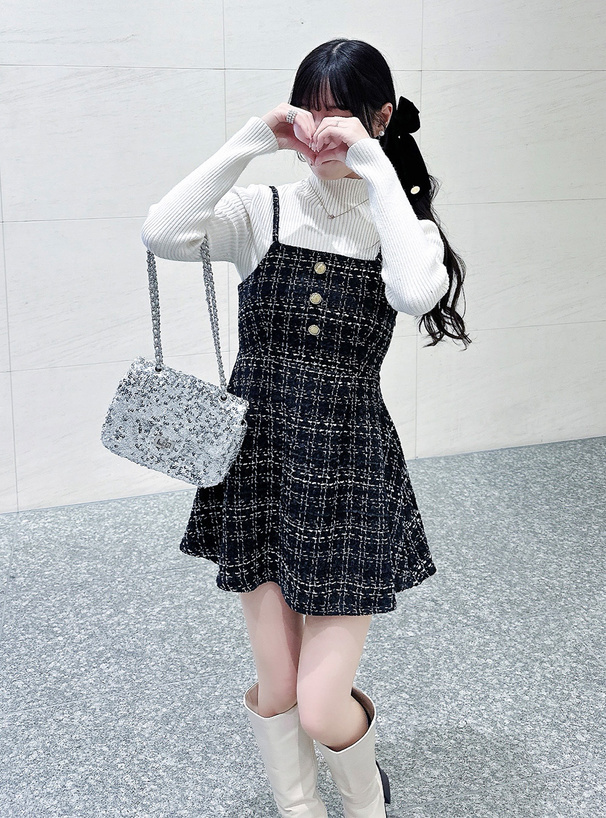 ツイードキャミソールフレアミニワンピース[pp256] | レディース