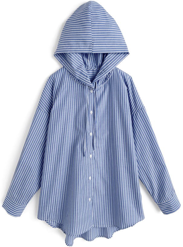 フード付きストライプ柄シャツ[pp260]