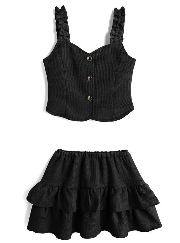 ツイードビスチェ×ティアードフリルスカートセットアップ