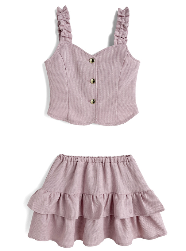 ツイードビスチェ×ティアードフリルスカートセットアップ