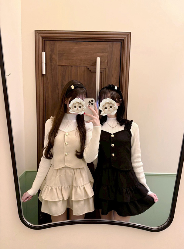 ツイードビスチェ×ティアードフリルスカートセットアップ