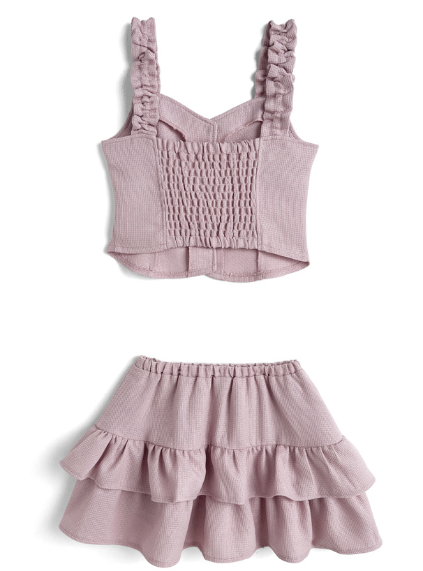 ツイードビスチェ×ティアードフリルスカートセットアップ