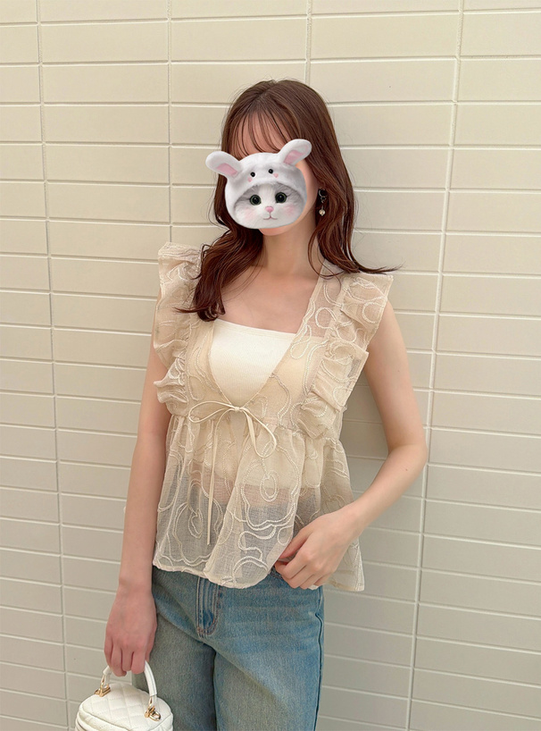 ニュアンス刺繍シアーベスト[pp284] | レディースファッション通販の