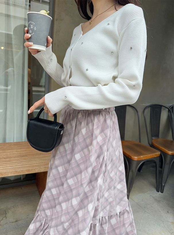シアーチェック柄バックレースアップスカート[pu47