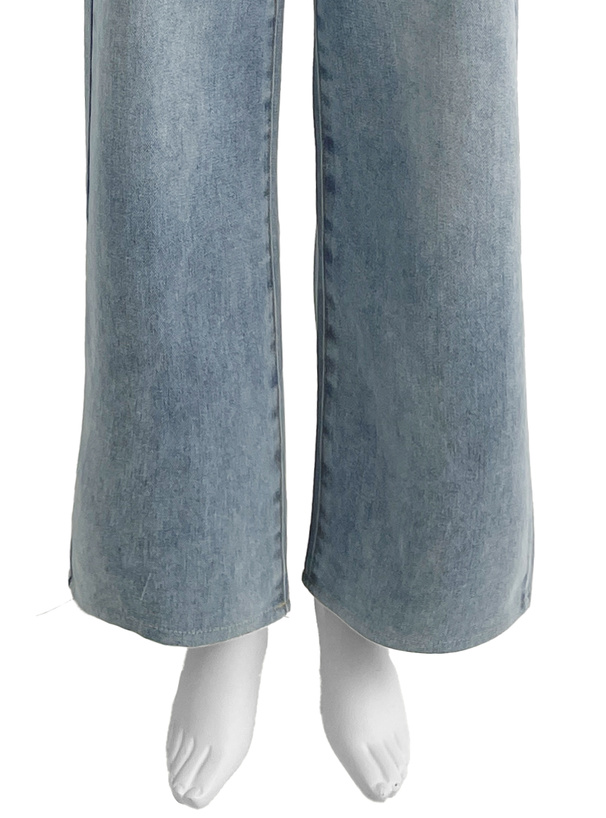 レースストレートデニムパンツ