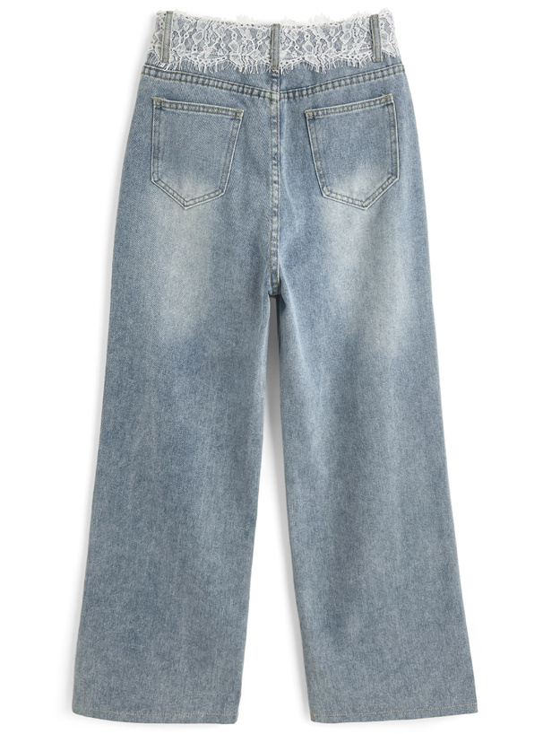 レースストレートデニムパンツ[pu51] | レディースファッション通販の