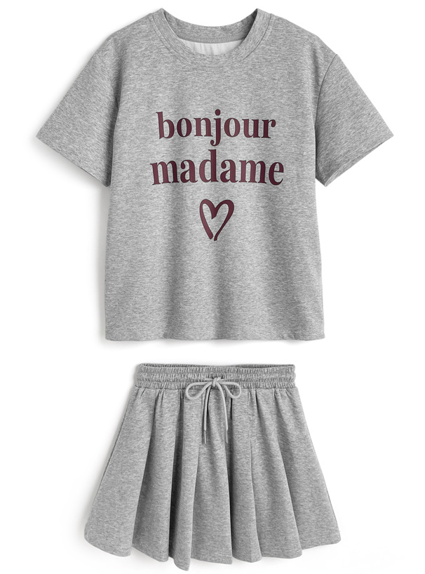 ロゴTシャツ×プリーツミニスカートセットアップ[pu54
