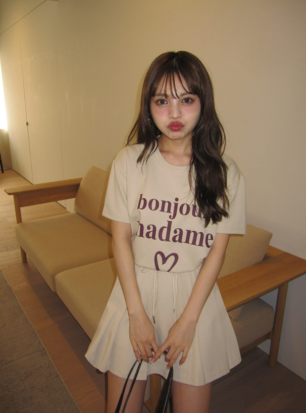 ロゴTシャツ×プリーツミニスカートセットアップ[pu54] | レディース