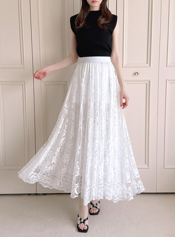 リバーシブル花柄レースロングスカート[pu55] | レディース