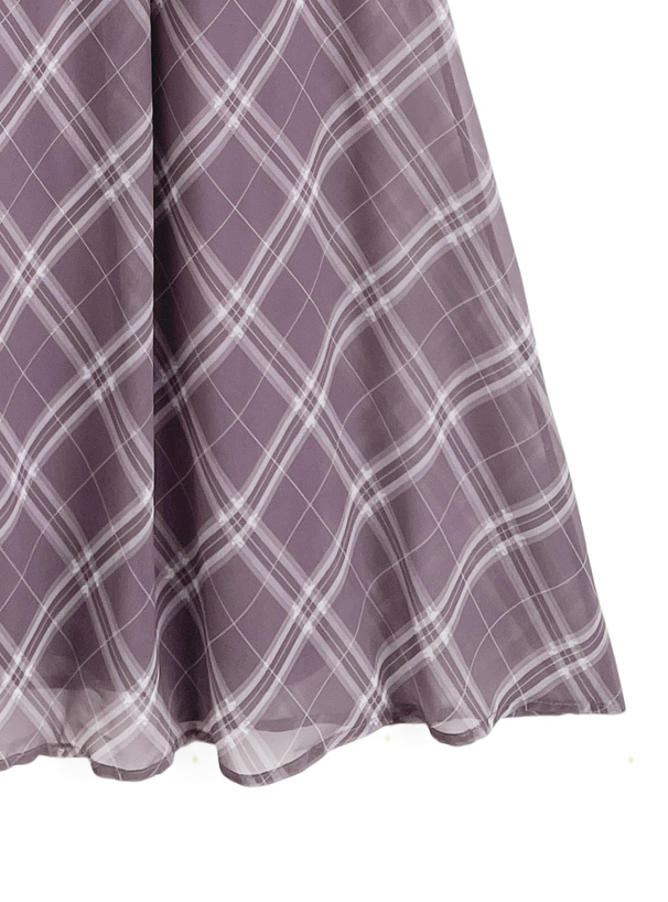 ciel 完売品グレー チェック柄 ラインストーンフィットフレアワンピース LILA n' citta】ダイヤネックチェック柄ワンピース – LILA