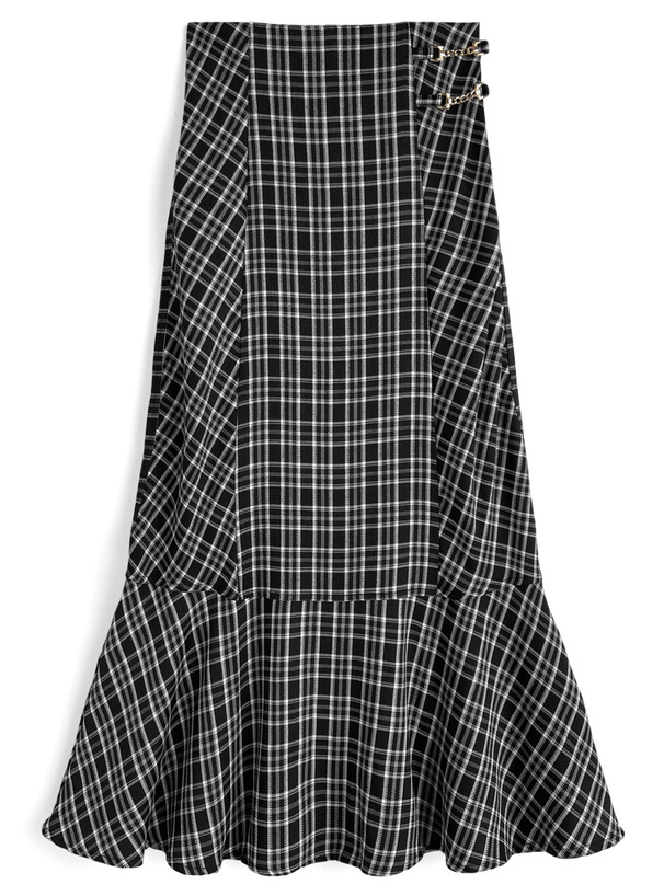 チェック柄ビットマーメイドスカート[pu65]
