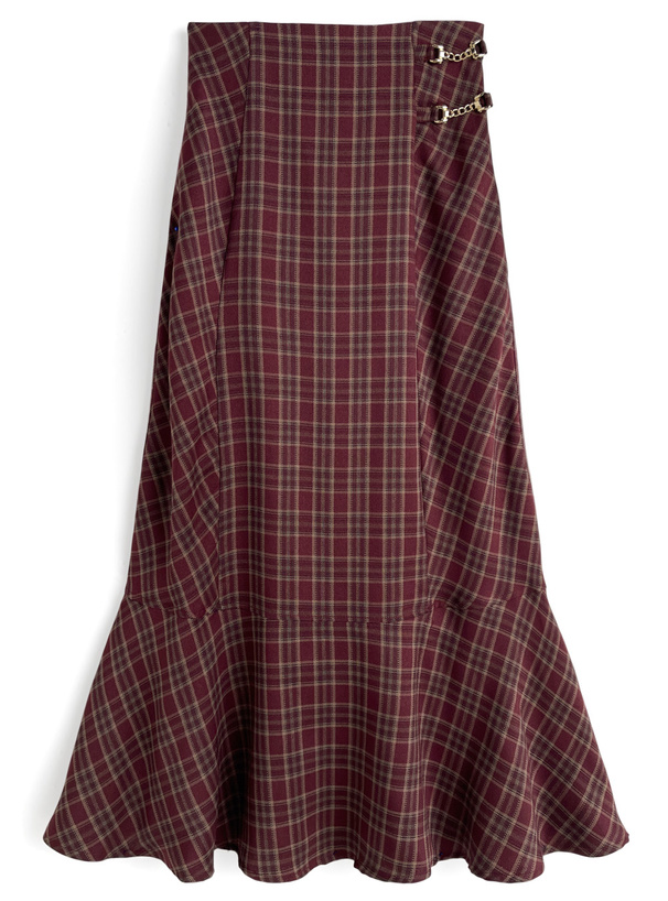 チェック柄ビットマーメイドスカート