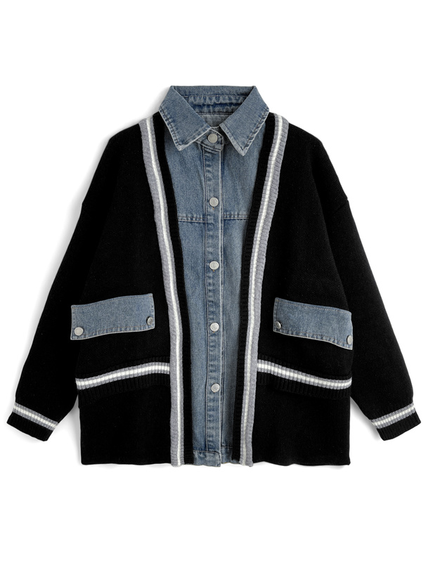 デニムドッキングニットカーディガン[pu66] | レディースファッション