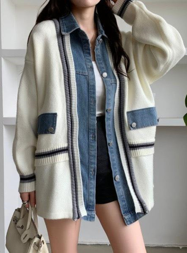 デニムドッキングニットカーディガン[pu66] | レディースファッション