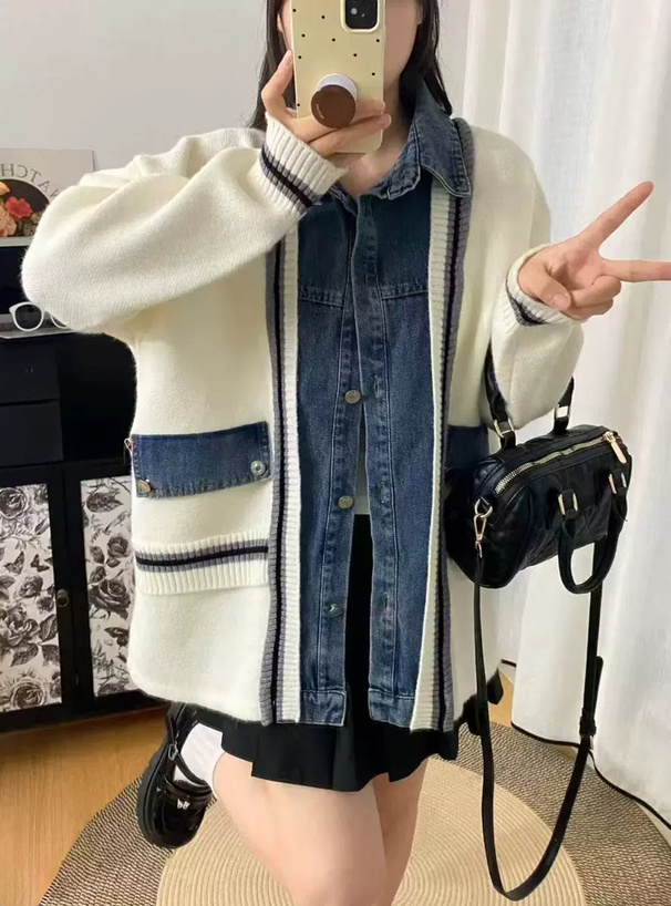 デニムドッキングニットカーディガン[pu66] | レディースファッション