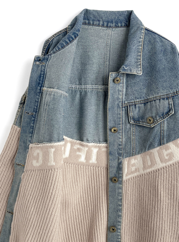 ニットドッキングデニムジャケット[pu67] | レディースファッション