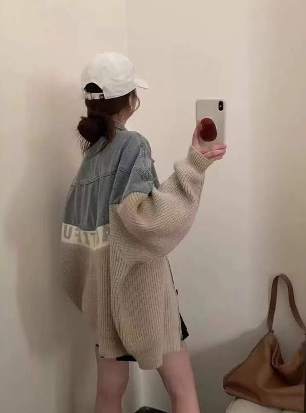 ニットドッキングデニムジャケット