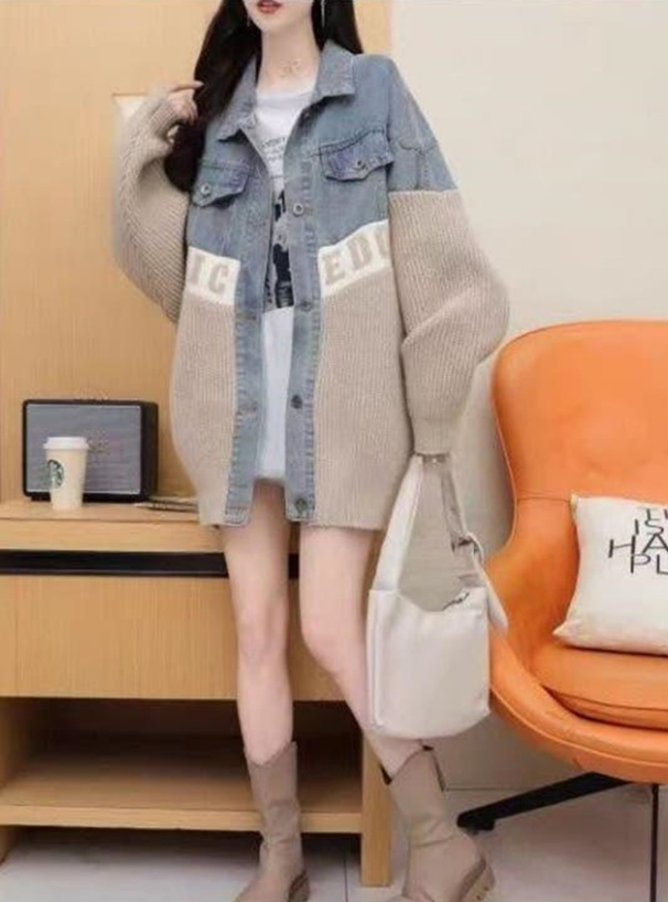 ニットドッキングデニムジャケット[pu67] | レディースファッション
