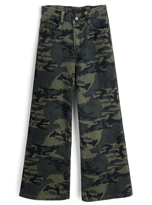 カモフラージュ柄ワイドパンツ[pu85] | レディースファッション通販の