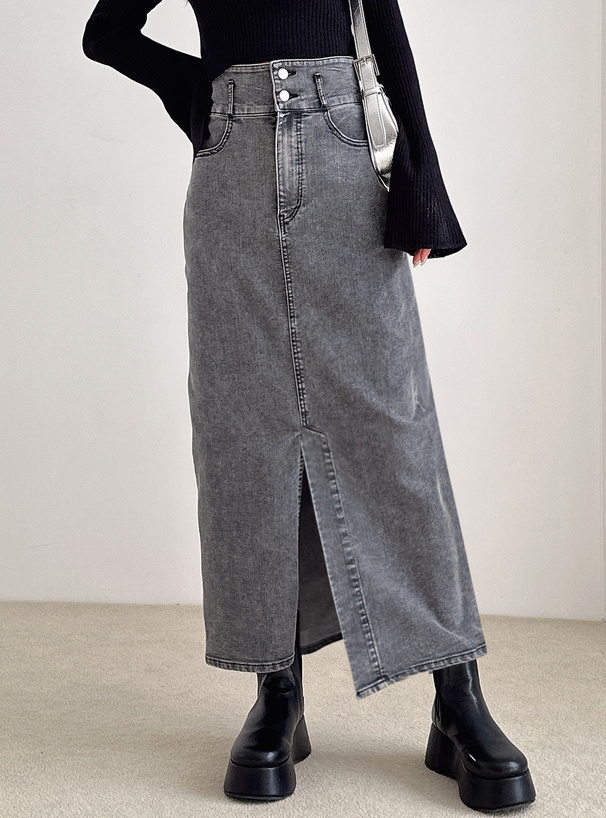 フロントスリットデニムスカート[qu04] | レディースファッション通販