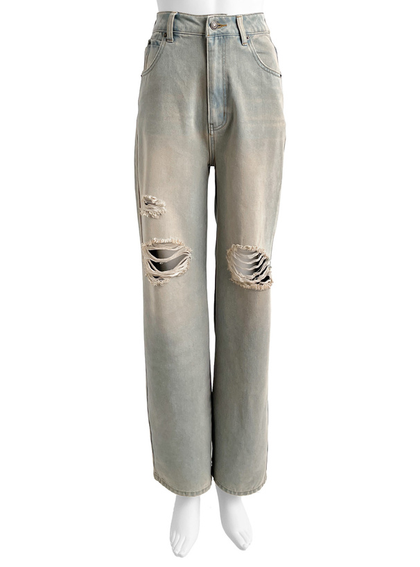 オーバーダイダメージデニムパンツ[qu134] | レディースファッション