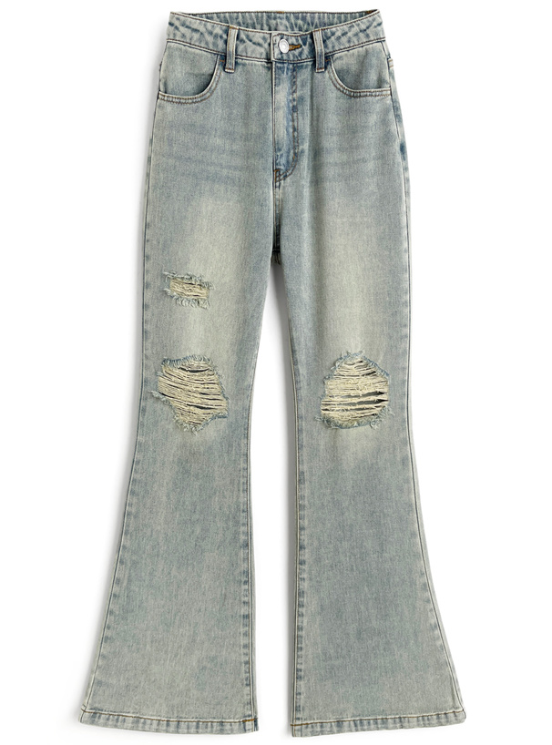 ダメージデニムフレアパンツ