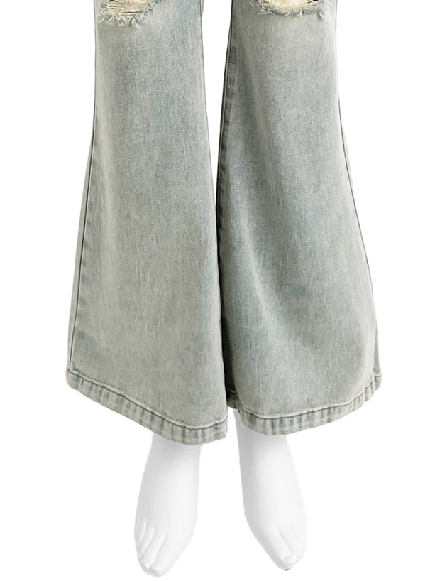 ダメージデニムフレアパンツ