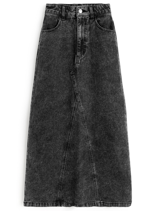 切替ロングデニムスカート