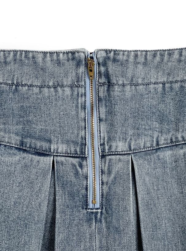 インパン付きデニムプリーツミニスカート