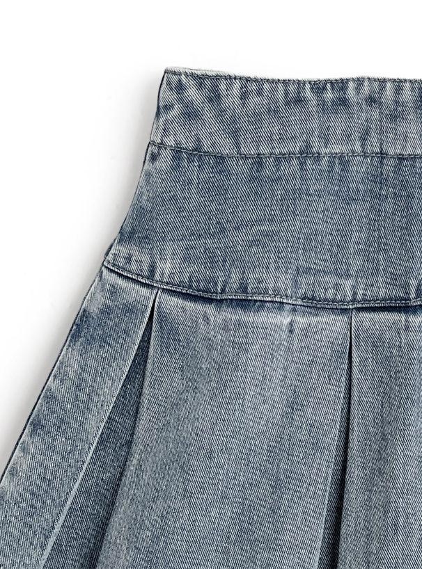 インパン付きデニムプリーツミニスカート