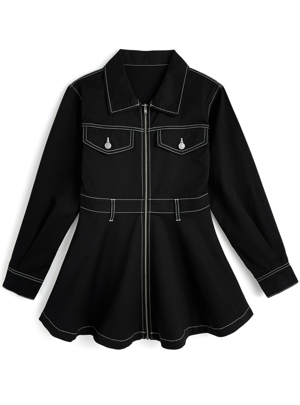 フロントジップフレアミニワンピース