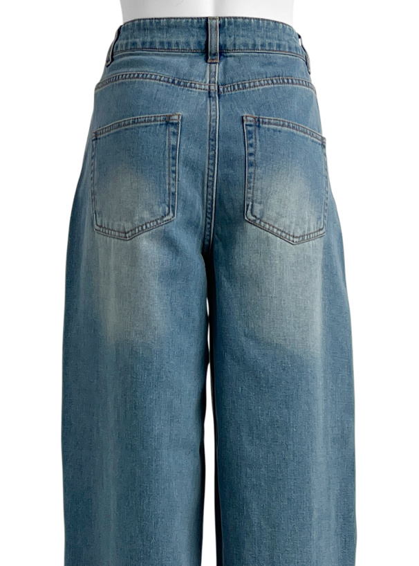 サイドVラインワイドデニムパンツ