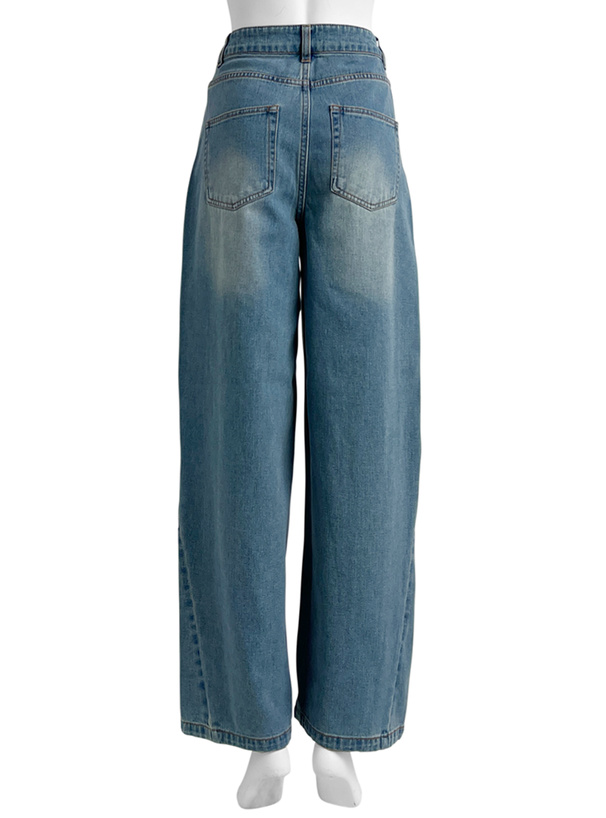 サイドVラインワイドデニムパンツ