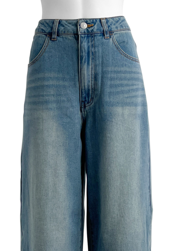 サイドVラインワイドデニムパンツ