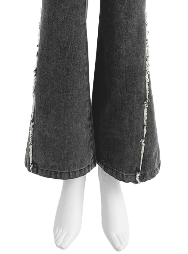 フリンジフレアデニムパンツ