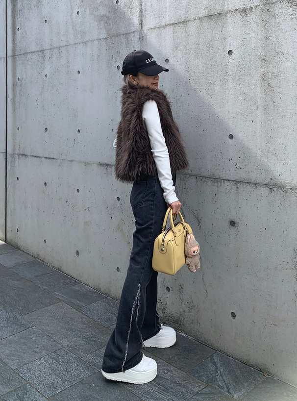 フリンジフレアデニムパンツ