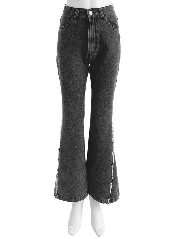 フリンジフレアデニムパンツ