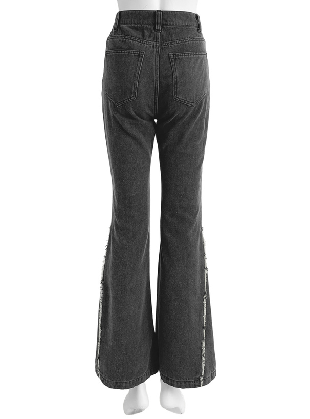 フリンジフレアデニムパンツ