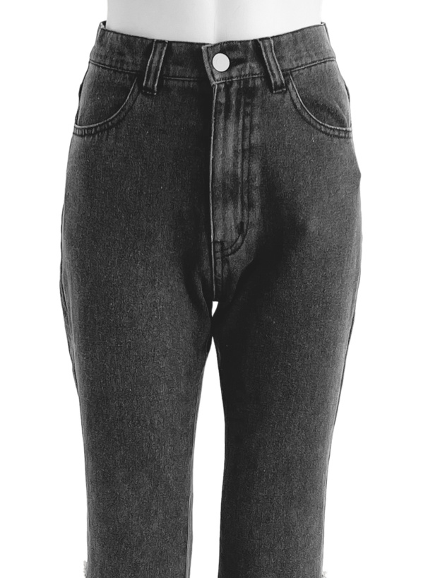 フリンジフレアデニムパンツ