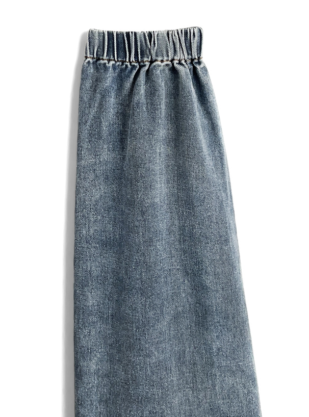 レッグウォーマー付きデニムタイトミニスカート