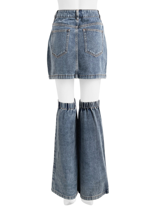 レッグウォーマー付きデニムタイトミニスカート